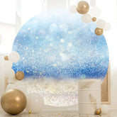 Aperturee - Circle Blue Bokeh Glitter Round Happy Birthday Backdrop